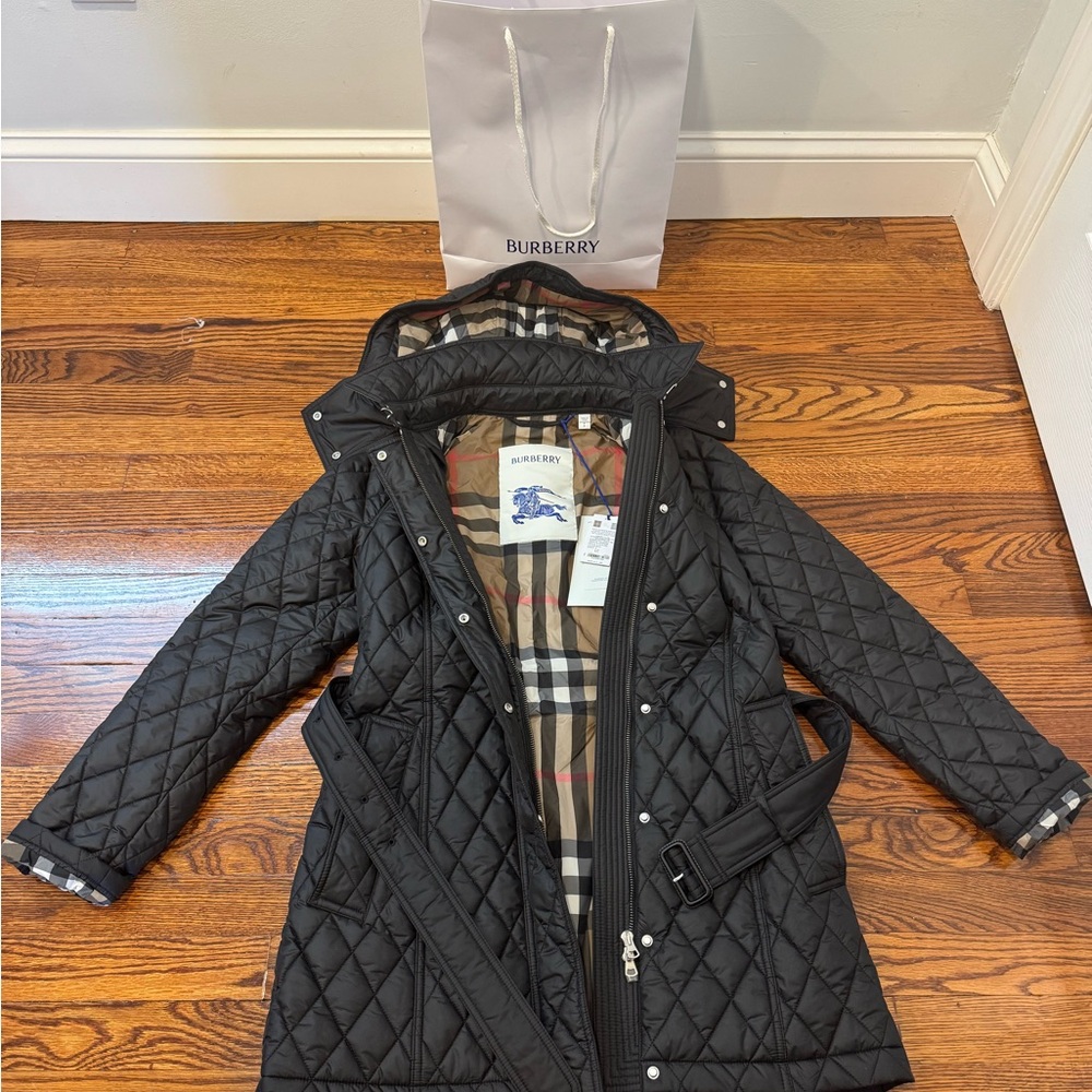 Burberry Tan and Red Check Pattern Jacket